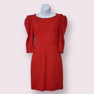 BB Dakota Women's Red Mesh Back Puff Sleeve Pencil Dress Size XS